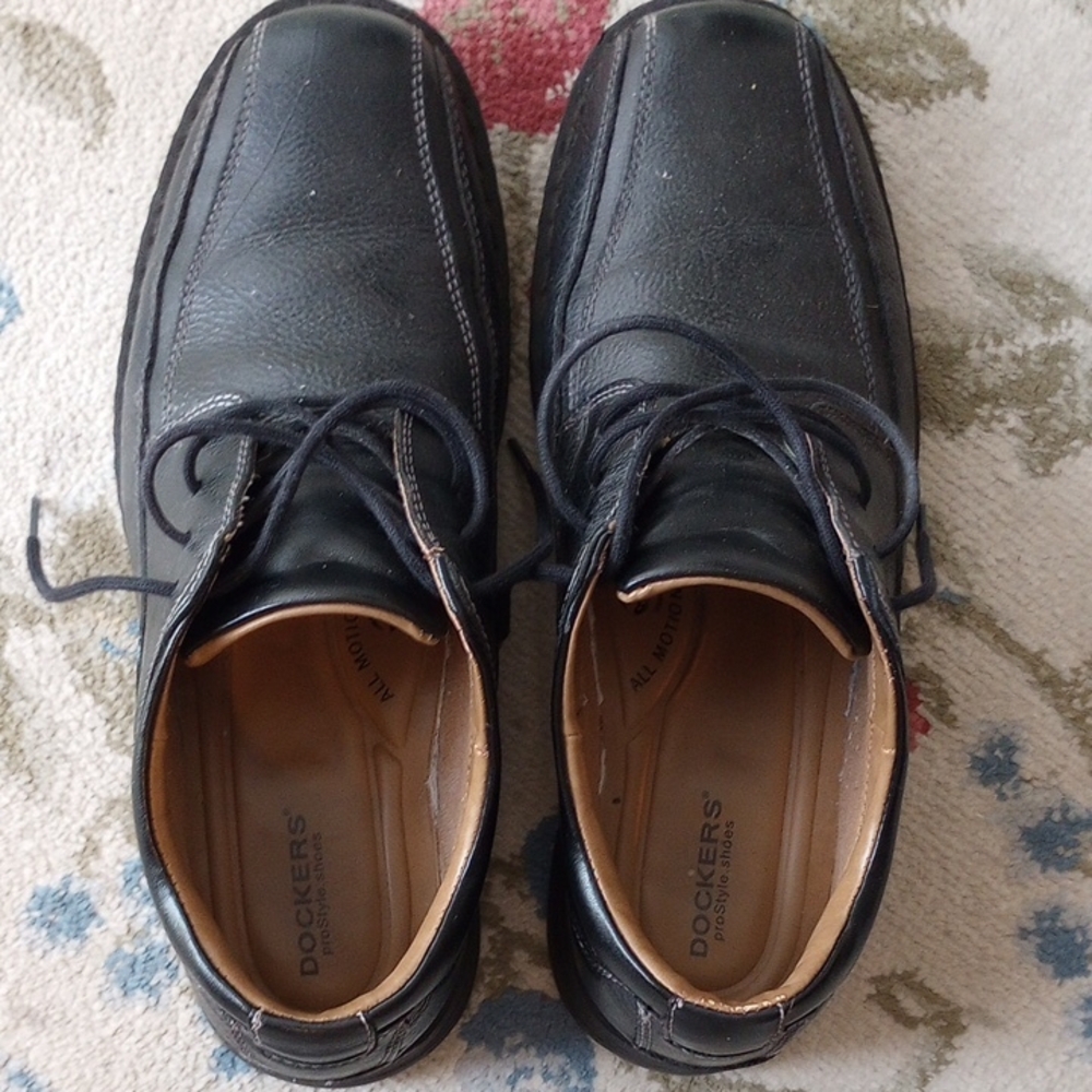 Dockers Black Leather Oxford Shoes Lace-up Design